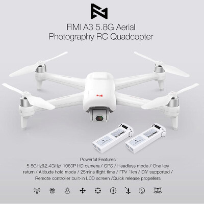 FIMI A3 GPS Drone with Camera 3-axis Gimbal 1080P 58G FPV Real-time Transmission Aerial Photography 2 Batteries
FIMI A3 GPS Drone with Camera 3-axis Gimbal 1080P 58G FPV Real-time Transmission Aerial Photography 2 Batteries
