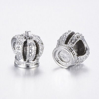 Alloy European Beads 3D Crown Large Hole Beads Silver 115x11x9mm Hole 45mm