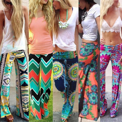 Fashion Women Vintage Trousers Floral Print Elastic Waist Wide Leg Loose Pants Rose 
Fashion Women Vintage Trousers Floral Print Elastic Waist Wide Leg Loose Pants Rose