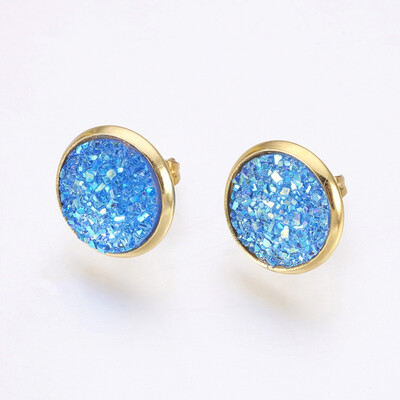 Resin Stud Earrings with Golden Tone 304 Stainless Steel Findings Flat Round Druzy Resin CornflowerBlue 14515mm Pin 07mm
Resin Stud Earrings with Golden Tone 304 Stainless Steel Findings Flat Round Druzy Resin CornflowerBlue 14515mm Pin 07mm