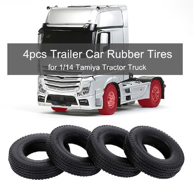 4pcs Trailer Car Rubber Tires for 114 Tamiya Tractor Truck RC Climber Trailer