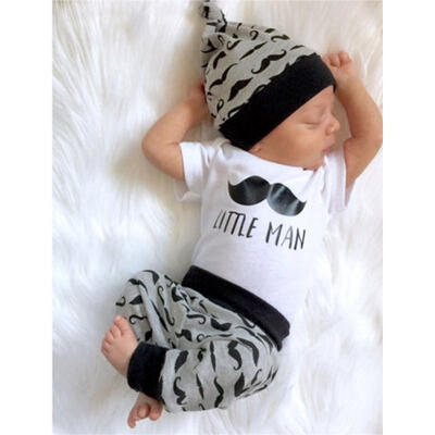 3pcs Newborn Toddler Baby Boy Clothes Tops Romper beard Pantshats Outfits Set
3pcs Newborn Toddler Baby Boy Clothes Tops Romper beard Pantshats Outfits Set