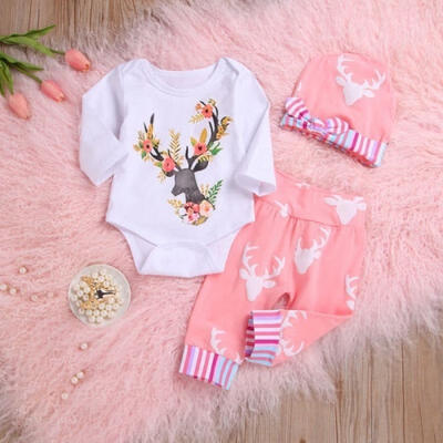 Christmas Newborn Baby Girls Floral Deer Long Sleeve Romper Pants Hat 3pcs Outfit Set Clothes 0-12M
Christmas Newborn Baby Girls Floral Deer Long Sleeve Romper Pants Hat 3pcs Outfit Set Clothes 0-12M