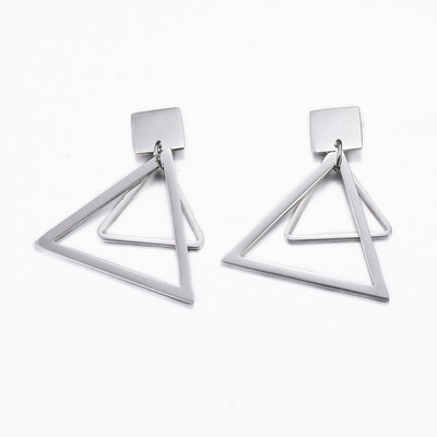 304 Stainless Steel Dangle Stud Earrings Triangle Stainless Steel Color 28x24x2mm Pin 08mm
304 Stainless Steel Dangle Stud Earrings Triangle Stainless Steel Color 28x24x2mm Pin 08mm