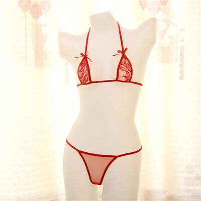 2 Pcs Womens Sexy Bra Lingerie Lace See-through Thongs G-string Underwear Set