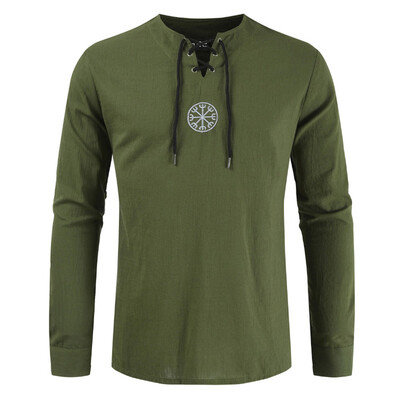 New Men Medieval Shirt Long Sleeve Ancient Viking Embroidery Bandage Shirt Blouse Tops Retro Cosplay Costume
New Men Medieval Shirt Long Sleeve Ancient Viking Embroidery Bandage Shirt Blouse Tops Retro Cosplay Costume