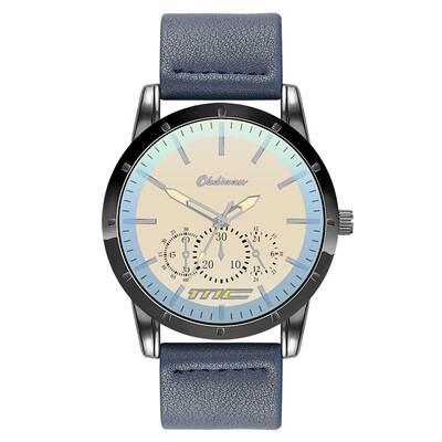 Gobestart Fashion Leather Mens Quartz Watch Mens Watch Luxury Casual Watch Clock