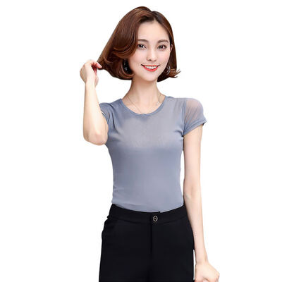 Women Autumn Sexy Lace T-shirt Solid Color Short Sleeved Round Neck Tee Slim Lace Short Simple T-shirt Tops
Women Autumn Sexy Lace T-shirt Solid Color Short Sleeved Round Neck Tee Slim Lace Short Simple T-shirt Tops