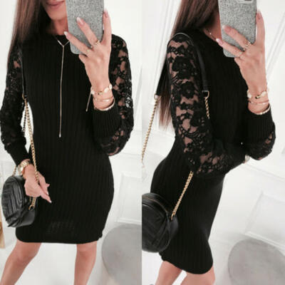 Womens Lace Bodycon Mini Dress Long Sleeve Knit Slim Party Cocktail Club Dresses
Womens Lace Bodycon Mini Dress Long Sleeve Knit Slim Party Cocktail Club Dresses