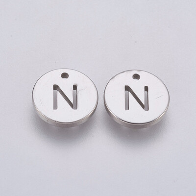 304 Stainless Steel Charms Flat Round with Letter Stainless Steel Color LetterN 10x1mm Hole 1mm
304 Stainless Steel Charms Flat Round with Letter Stainless Steel Color LetterN 10x1mm Hole 1mm