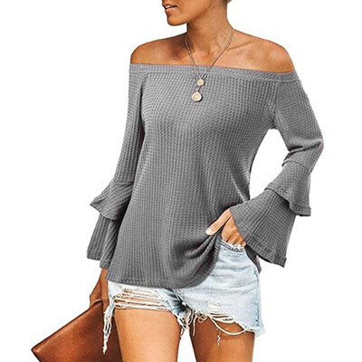 Tailored Women Autumn Knitted Flare Sleeve Off Shoulder Shirt Temperament Blouse Tops
Tailored Women Autumn Knitted Flare Sleeve Off Shoulder Shirt Temperament Blouse Tops