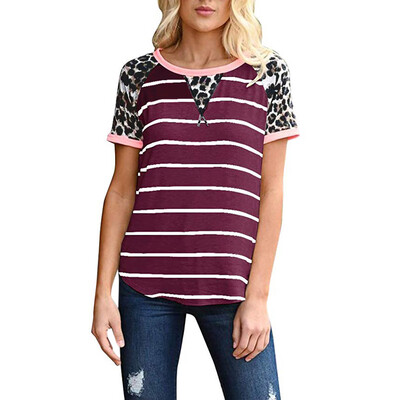 Starmoon Women Fashion Leopard Stripe Print Patchwork T Shirt O-Neck Short Sleeve Top
Starmoon Women Fashion Leopard Stripe Print Patchwork T Shirt O-Neck Short Sleeve Top