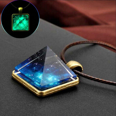 Cool Glow In The Dark Starry Sky Pyramid Pendant Necklace Creative Jewelry Gift