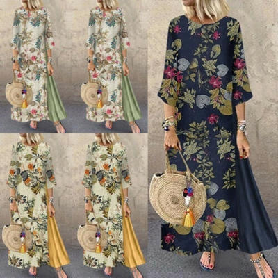 Plus Size Women&39s Boho Floral Print Cotton Linen Long Maxi Dress Long Sleeve Casual Loose Kaftan Patchwork Tunic Dress
Plus Size Women&39s Boho Floral Print Cotton Linen Long Maxi Dress Long Sleeve Casual Loose Kaftan Patchwork Tunic Dress