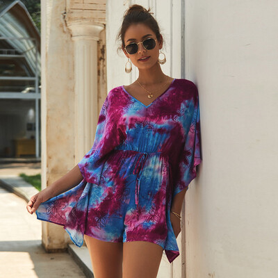 Starmoon Women Fashion Boho Casual Dye Print Short Sleeve Ladies V-Neck Short Jumpsuits
Starmoon Women Fashion Boho Casual Dye Print Short Sleeve Ladies V-Neck Short Jumpsuits