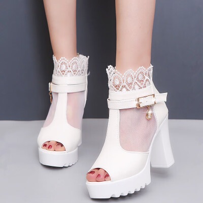 Mesh shoes fish mouth thick sole sandals spring&summer waterproofing platform thick heel thin sandals super high heel wo
Mesh shoes fish mouth thick sole sandals spring&summer waterproofing platform thick heel thin sandals super high heel wo