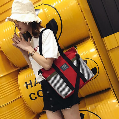Women Girls Canvas Shoulder Bag Striped Splice Contrast Color Large Capacity Handbag Totes Crossbody Bag 
Women Girls Canvas Shoulder Bag Striped Splice Contrast Color Large Capacity Handbag Totes Crossbody Bag