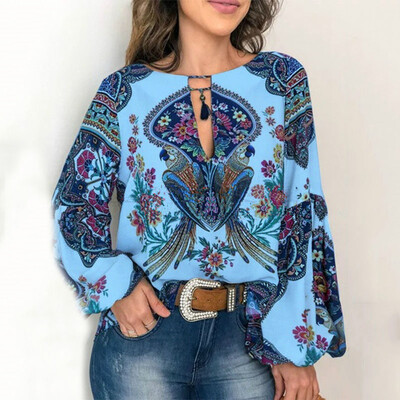 Women Floral Print Chiffon Shirts Tops Fashion V-Neck Long Sleeve Tops Loose Tee
Women Floral Print Chiffon Shirts Tops Fashion V-Neck Long Sleeve Tops Loose Tee