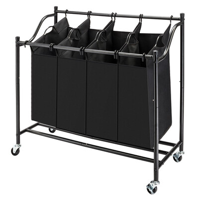 Laundry Sorter 4-Bag Rolling Divided Laundry Hamper Cart with Removable Bags&Brake Casters Black
Laundry Sorter 4-Bag Rolling Divided Laundry Hamper Cart with Removable Bags&Brake Casters Black