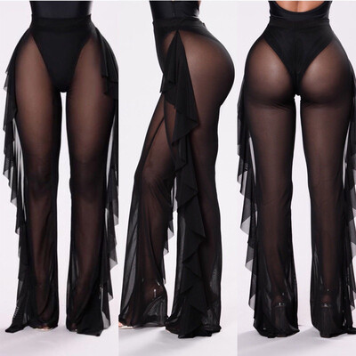 Sexy Women Beach Mesh Ruffles Sheer Wide Leg Pants Bikini Cover Up Trousers Mesh Sheer See Through Plus Size Swimwear
Sexy Women Beach Mesh Ruffles Sheer Wide Leg Pants Bikini Cover Up Trousers Mesh Sheer See Through Plus Size Swimwear