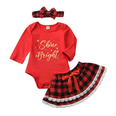 US Toddler Baby Girls Christmas Costume Romper Fancy Dress XmasSkirt Outfit Set