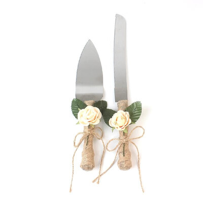 Stainless Steel Wedding Cake Knife & Server Set Burlap Twine Handle with Artificial Flower Cake Cutlery for Wedding Anniversary Bi
Stainless Steel Wedding Cake Knife & Server Set Burlap Twine Handle with Artificial Flower Cake Cutlery for Wedding Anniversary Bi