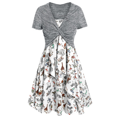 Animal Print Dress with Twist Crop Top