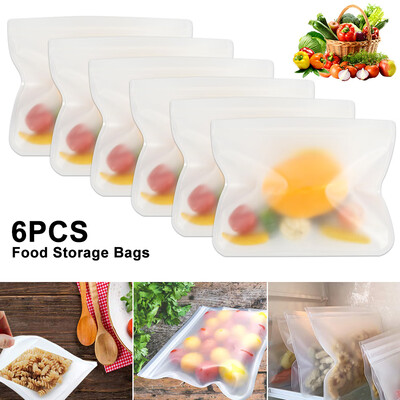 6Pcs Reusable Food Storage Bags Large Set of 6 Leak-Proof Freezer-Proof Bags Extra Thick PEVA Plastic
6Pcs Reusable Food Storage Bags Large Set of 6 Leak-Proof Freezer-Proof Bags Extra Thick PEVA Plastic