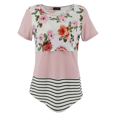 Women Maternity Fashion Breast-Feeding Floral Printed T-Shirts Pregnant Woman Nursing Lace Short Sleeve Tops 
Women Maternity Fashion Breast-Feeding Floral Printed T-Shirts Pregnant Woman Nursing Lace Short Sleeve Tops