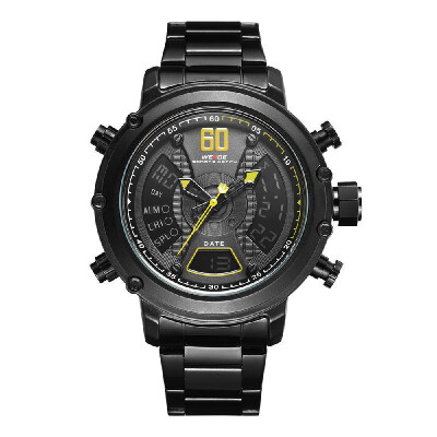 WEIDE WH6905 Dual Display Two Movement Quartz Digital Men Watch 3ATM Waterproof LCD Backlight Luminous Sport Dual Time Zone Auto D
WEIDE WH6905 Dual Display Two Movement Quartz Digital Men Watch 3ATM Waterproof LCD Backlight Luminous Sport Dual Time Zone Auto D