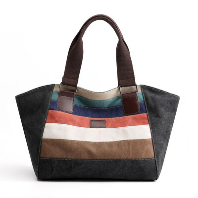 Large capacity retro one-shoulder bag simple handbag striped canvas bag portable travel bag
Large capacity retro one-shoulder bag simple handbag striped canvas bag portable travel bag