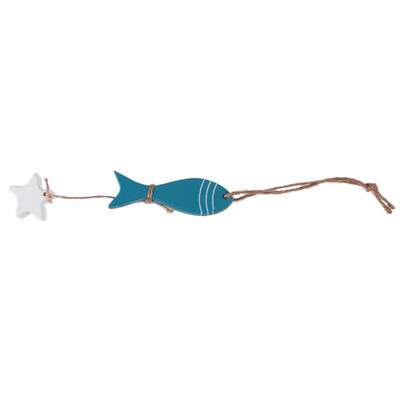 Mediterranean Style Wooden Fish String Wall Hanging Pendants Ornaments