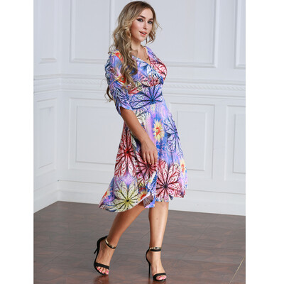 Women Plus Size Dress Colorful Floral Print V Neck Half Sleeve Midi Slim Elegant One-Piece Purple
Women Plus Size Dress Colorful Floral Print V Neck Half Sleeve Midi Slim Elegant One-Piece Purple