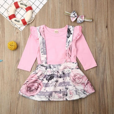 Newborn Baby Girl Clothing Set Ruffles Fly Sleeve Tops Romper Floral Braces Skirts Bow Headband Outfits 6M-3Y
Newborn Baby Girl Clothing Set Ruffles Fly Sleeve Tops Romper Floral Braces Skirts Bow Headband Outfits 6M-3Y