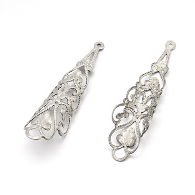 Original Color 304 Stainless Steel Curly Filigree Pendants Stainless Steel Color 41x11mm Hole 1mm
Original Color 304 Stainless Steel Curly Filigree Pendants Stainless Steel Color 41x11mm Hole 1mm