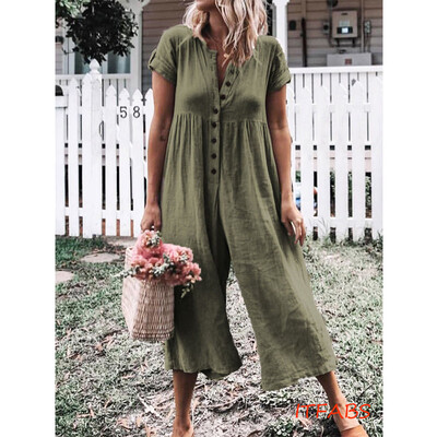 Urkutoba Womens Short Sleeve Loose Baggy Trousers Overalls Wide Leg Pants Solid Romper Jumpsuit
Urkutoba Womens Short Sleeve Loose Baggy Trousers Overalls Wide Leg Pants Solid Romper Jumpsuit