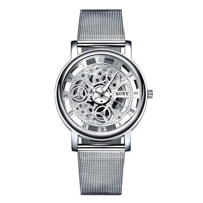 Fashion Mens Business Watch Skeleton Hollow Reloj Hombre Quartz Wristwatch Stainless Steel Mesh Band Watches Erkek Kol Saati
Fashion Mens Business Watch Skeleton Hollow Reloj Hombre Quartz Wristwatch Stainless Steel Mesh Band Watches Erkek Kol Saati