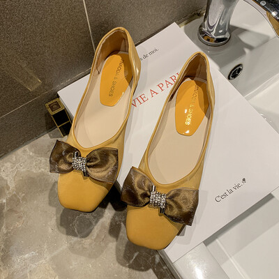 Flat soled single shoe fairy dress shoes with butterfly knot square head&shallow beans shoe
Flat soled single shoe fairy dress shoes with butterfly knot square head&shallow beans shoe
