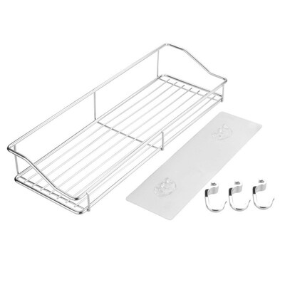 Stainless Steel Adhesive Bathroom Shelf Wall Mounted Storage Rack Organizer