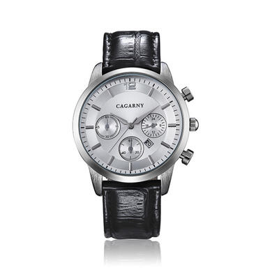 CAGARNY Mens Causal Wristwatch Business Quart Watch With Leather Band
