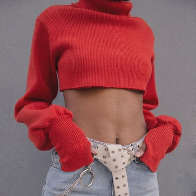 Women Clothing Long Sleeve Sweater Short Tops Turtleneck Knitting Loose Sweaters
Women Clothing Long Sleeve Sweater Short Tops Turtleneck Knitting Loose Sweaters