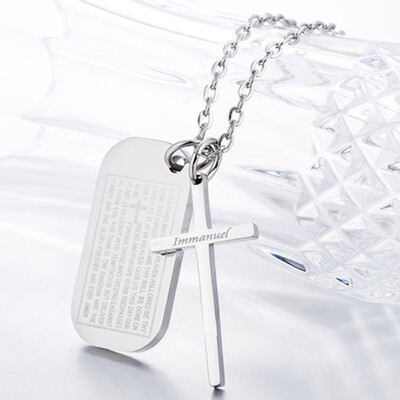 European And American Simple Stainless Steel Cross Tag Necklace Titanium Steel Military Brand Pendant
European And American Simple Stainless Steel Cross Tag Necklace Titanium Steel Military Brand Pendant