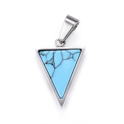 304 Stainless Steel Pendants Triangle with Natural Turquoise Dyed Stainless Steel Color 255x18x3mm Hole 7x5mm
304 Stainless Steel Pendants Triangle with Natural Turquoise Dyed Stainless Steel Color 255x18x3mm Hole 7x5mm