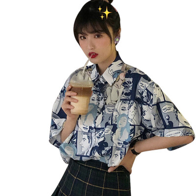 Harajuku Cartoon Print Summer Women Blouses Punk Casual Loose Short Sleeve Shirt Tops Female Korean Style Blouse Blusas
Harajuku Cartoon Print Summer Women Blouses Punk Casual Loose Short Sleeve Shirt Tops Female Korean Style Blouse Blusas