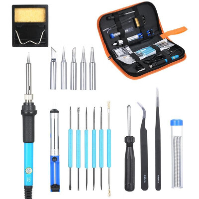 Portable Adjustable Electric Temperature Device Lightweight Welding Soldering Station Tool Kit 60W with 5 Piece Solder Iron Tips
Portable Adjustable Electric Temperature Device Lightweight Welding Soldering Station Tool Kit 60W with 5 Piece Solder Iron Tips