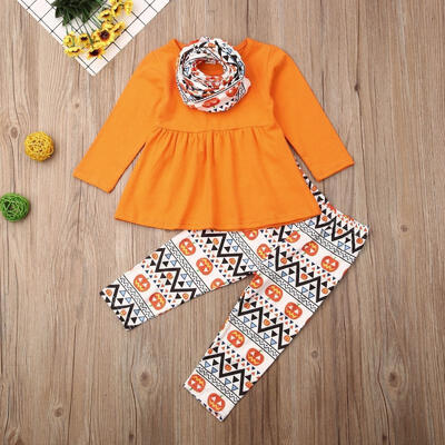 Halloween Toddler Kids Girl Outfits 3 Pieces Set Orange Long Sleeve T Shirts Pumpkin Elf Print Leggings Pants Scarf Winter W
Halloween Toddler Kids Girl Outfits 3 Pieces Set Orange Long Sleeve T Shirts Pumpkin Elf Print Leggings Pants Scarf Winter W