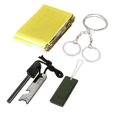 Outdoor Survival Tool Kit Fire Starter Whistle Emergency Blanket Wire Saw Camping Survival Set
Outdoor Survival Tool Kit Fire Starter Whistle Emergency Blanket Wire Saw Camping Survival Set