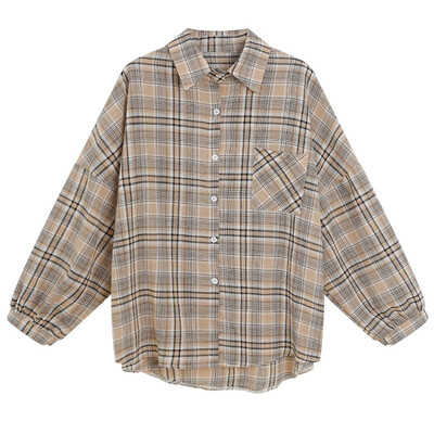 Women Vintage Plaid Print Chiffon Shirt Loose Single-breasted Cotton Long Sleeve Lapel Blouse
Women Vintage Plaid Print Chiffon Shirt Loose Single-breasted Cotton Long Sleeve Lapel Blouse