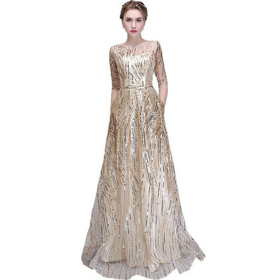 2018 New Long Elegant Evening Dresses Sexy Half Sleeve Illusion Luxury Sequins A-line Noble Banquet Party Prom Dress
2018 New Long Elegant Evening Dresses Sexy Half Sleeve Illusion Luxury Sequins A-line Noble Banquet Party Prom Dress