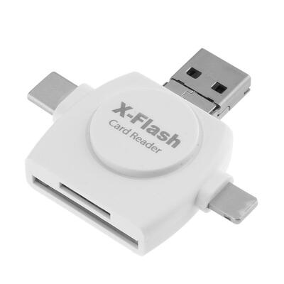 4 in 1 Memory Card Reader with Apple USB Micro USB Type-C PC USB Ports
4 in 1 Memory Card Reader with Apple USB Micro USB Type-C PC USB Ports